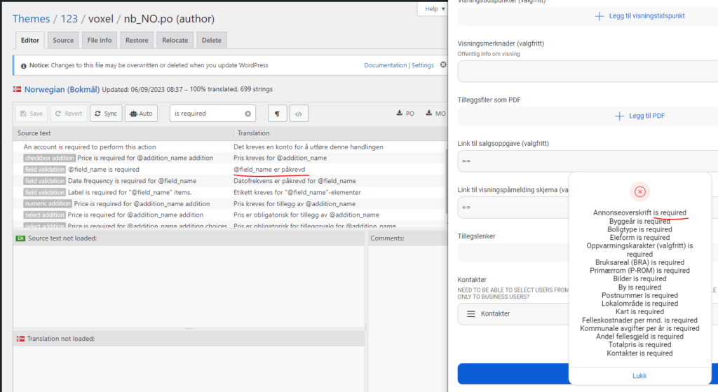 Field Validation String Not Translated — VOXEL